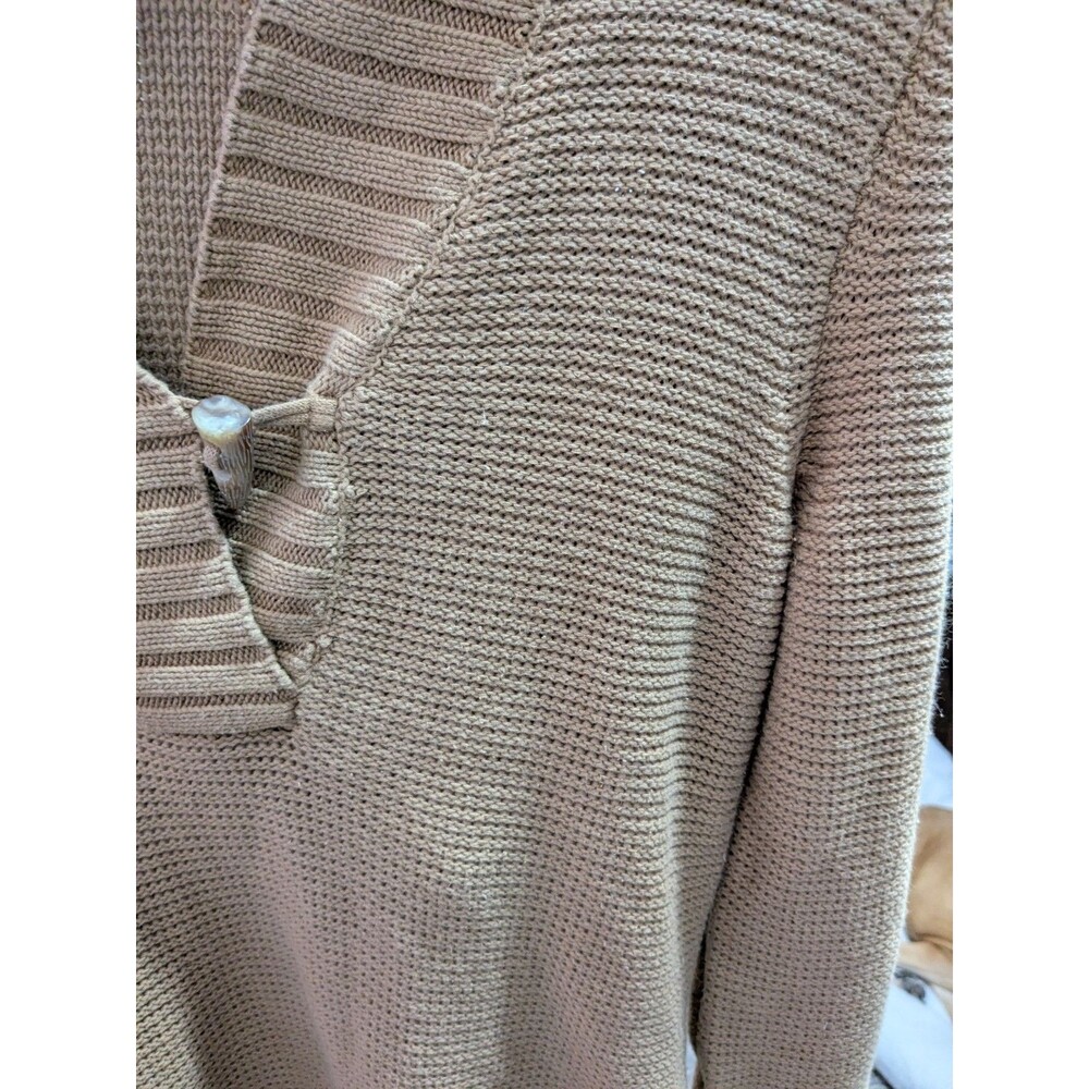 Lauren Ralph Lauren Camel Cotton V-Neck Sweater M - Picture 6 of 8